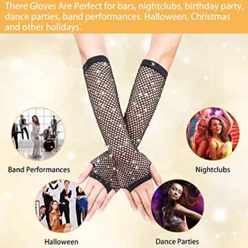 Stylish PAGOW Fishnet Rhinestone Long Gloves for Women