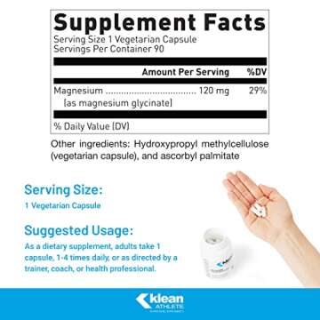 Klean ATHLETE Klean Magnesium | Energy Production & Muscle Support | NSF Certified for Sport | 90 Ve...
