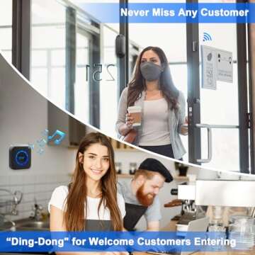 Door Chime SanJie Door Alarms When Opened for Home Office Business Door Entry Chime with 800Ft Range 5 Volume Levels 55 Ringtones (1 Receiver & 3 Sensor)