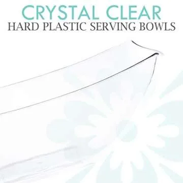 PLASTICPRO Disposable 64 ounce Square Serving Bowls, Party Snack or Salad Bowl, Large Plastic Crystal Clear Pack of 4