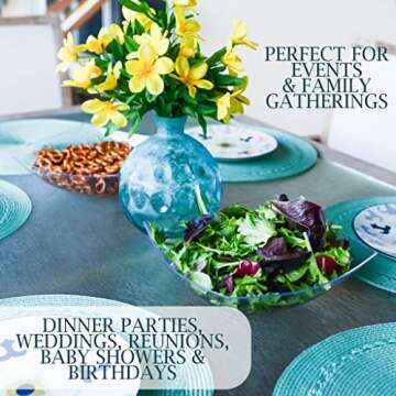 PLASTICPRO Disposable 64 ounce Square Serving Bowls, Party Snack or Salad Bowl, Large Plastic Crystal Clear Pack of 4