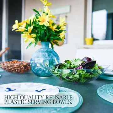 PLASTICPRO Disposable 64 ounce Square Serving Bowls, Party Snack or Salad Bowl, Large Plastic Crystal Clear Pack of 4