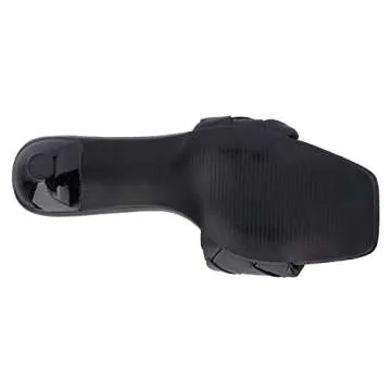 Olivia Miller Women’s Fashion Ladies Shoes, Half Moon Black PU Vegan Leather Woven Braided Trendy Single Open Toe Strap, Slide On 1.5 Inch Low Mid Kitten Heel Sandals