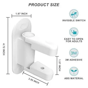 Matenf Childproof Door Lever Lock (2 Pack) Prevents Toddlers Pets From Opening Doors, Door Handle Lock for Babyproofing, Durable Safe ABS Material Strong Adhesive, No Drill Tool Needed Easy to Install