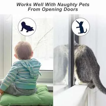 Matenf Childproof Door Lever Lock (2 Pack) Prevents Toddlers Pets From Opening Doors, Door Handle Lock for Babyproofing, Durable Safe ABS Material Strong Adhesive, No Drill Tool Needed Easy to Install