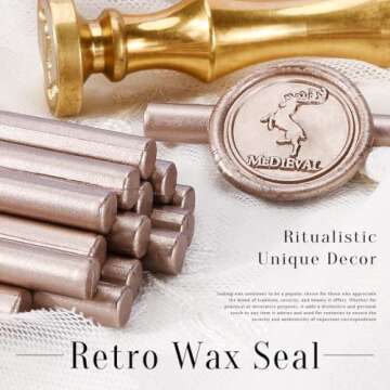 TELOSMA Champagne Mini Wax Seal Sticks for Invitations & Gifts