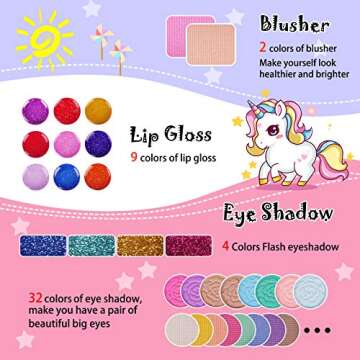 Kids Makeup Kit for Girls Real Washable Cosmetic 3+ Year Girl Birthday Gifts Pretend Play Toys for G...