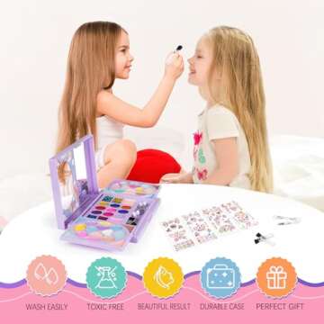 Kids Makeup Kit for Girls Real Washable Cosmetic 3+ Year Girl Birthday Gifts Pretend Play Toys for Girls 4-6, 6-8, 8-10 Non-Toxic