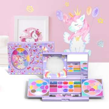 Kids Makeup Kit for Girls Real Washable Cosmetic 3+ Year Girl Birthday Gifts Pretend Play Toys for Girls 4-6, 6-8, 8-10 Non-Toxic