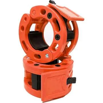 Clout Fitness Olympic Barbell Clamps Collars Quick Release Pair of Locking Weight Clips Fit 2 Inch Barbell for Weightlifting Orange