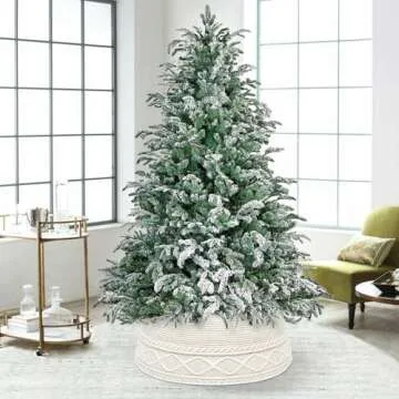 Malier Christmas Tree Collar, 30 inch Knit Cream White Xmas Tree Collar, Christmas Tree Collars for Atificial Trees, Tree Stand Base Cover, Christmas Tree Ring Skirt for for 7.5 ft 9 ft 12 ft Tree