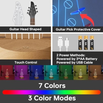 RGB Acrylic Light Up Guitar Pick Holder - Gift for Musicians