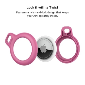 Belkin Secure AirTag Holder with Strap - Pink Stylish Keychain