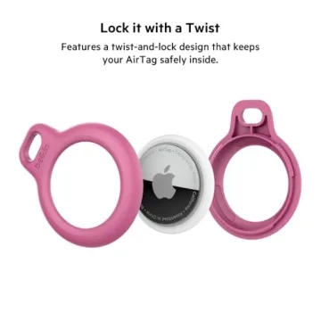 Belkin Secure AirTag Holder with Strap - Pink Stylish Keychain