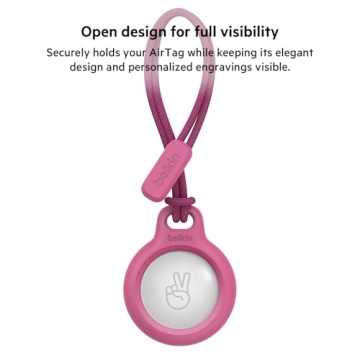 Belkin Secure AirTag Holder with Strap - Pink Stylish Keychain