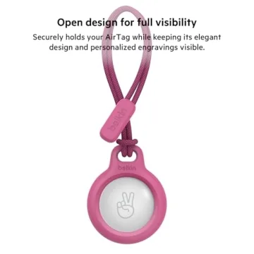 Belkin Secure AirTag Holder with Strap - Pink Stylish Keychain