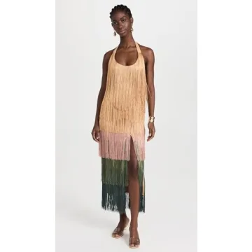 Andrea Iyamah Neme Fringe Midi Dress for Women's Stylish Elegance