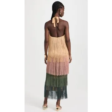 Andrea Iyamah Neme Fringe Midi Dress for Women's Stylish Elegance