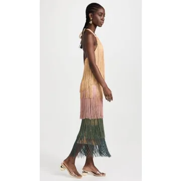 Andrea Iyamah Neme Fringe Midi Dress for Women's Stylish Elegance