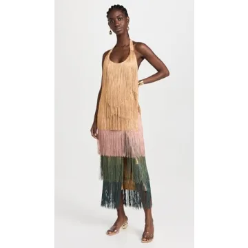 Andrea Iyamah Neme Fringe Midi Dress for Women's Stylish Elegance