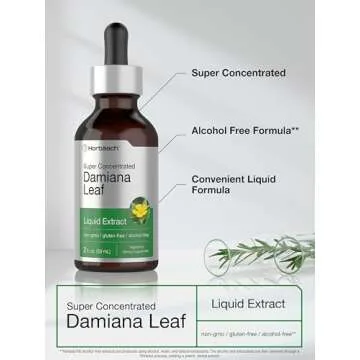 Horbäach Damiana Leaf Herb Tincture | 2 fl oz | Super Concentrated | Alcohol Free Liquid Extract | Vegetarian, Non-GMO & Gluten Free Herbal Supplement