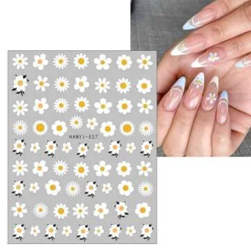 JMEOWIO 9 Sheets Spring Flower Nail Art Stickers Decals Self-Adhesive Pegatinas Uñas Colorful Summer Floral Nail Supplies Nail Art Design Decoration Accessories