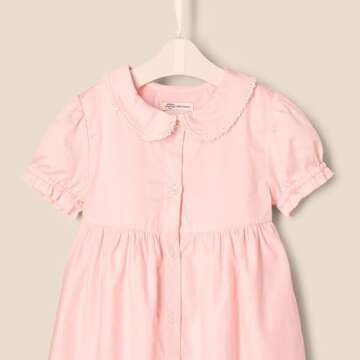 Amazon Essentials x Sofia Grainge Toddler Girls' Cotton Sateen Dress with Collar, Pink, 2T