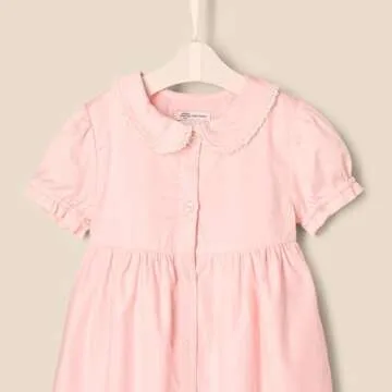 Amazon Essentials x Sofia Grainge Toddler Girls' Cotton Sateen Dress with Collar, Pink, 2T