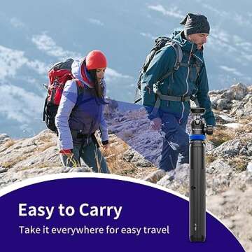 Kaitezenz Selfie Stick Tripod for Gopro Camera, 62" Extendable Tripod Stand with 360° Ball Head 1/4" Screw, Portable Lightweight Camera Tripod for GoPro Max Hero 11 10 9 8 7 6 5 DJI OSMO Action Camera