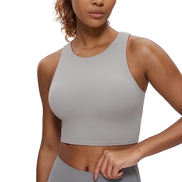 CRZ YOGA Butterluxe Racerback High Neck Longline Sports Bra - Comfortable & Stylish