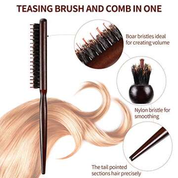 Patelai 3 Pcs Hair Teasing Comb Set for Women and Men