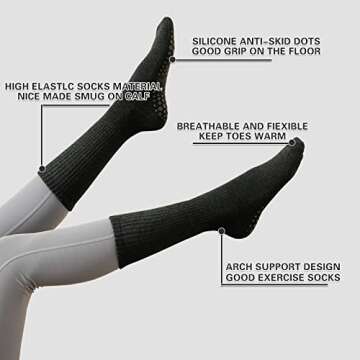 JCZANXI Yoga Socks with Grips for Women, Non Slip Socks for Yoga, Pilates, Barre, Dance | Ideal Cush...