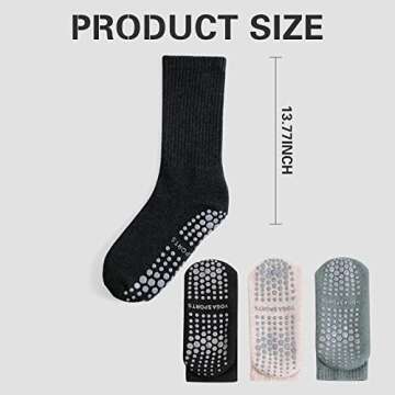 JCZANXI Yoga Socks with Grips for Women, Non Slip Socks for Yoga, Pilates, Barre, Dance | Ideal Cushioned Crew Socks
