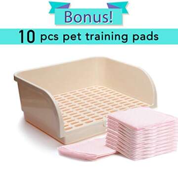 CalPalmy X-Large Rabbit Litter Box with 10PCS Bonus Pads, Drawer, Corner Toilet Box 17.3" x 13" and ...