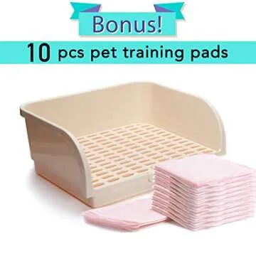 CalPalmy X-Large Rabbit Litter Box with 10PCS Bonus Pads, Drawer, Corner Toilet Box 17.3" x 13" and ...