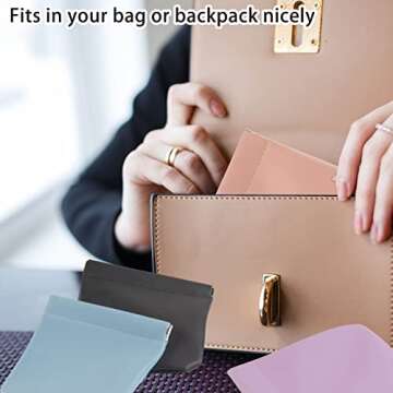 CANIPHA 4pcs Lambskin Pocket Cosmetic Bag, Waterproof Portable No Zipper Self-closing Small Makeup Pouch for Women Mini Travel Storage bag for Cosmetics Headphones Jewelry