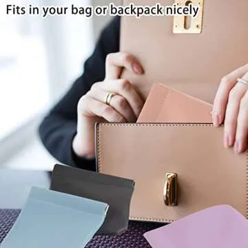 CANIPHA 4pcs Lambskin Pocket Cosmetic Bag, Waterproof Portable No Zipper Self-closing Small Makeup Pouch for Women Mini Travel Storage bag for Cosmetics Headphones Jewelry