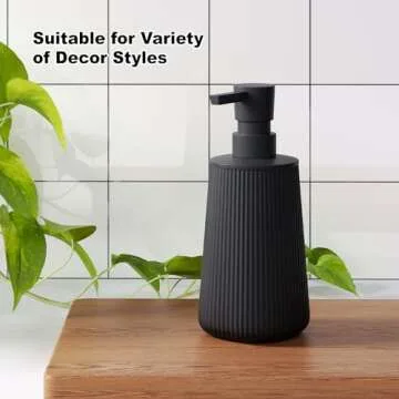 Uaniar Matte Black Soap Dispenser for Kitchen, Dish Soap Dispenser Bathroom, Hand Soap Dispenser with Pump for Bathroom, Small Refillable Liquid Soap & Lotion Dispenser, Modern Plastic Soap Dispenser