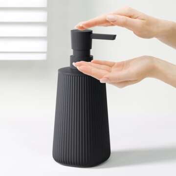 Uaniar Matte Black Soap Dispenser for Kitchen, Dish Soap Dispenser Bathroom, Hand Soap Dispenser with Pump for Bathroom, Small Refillable Liquid Soap & Lotion Dispenser, Modern Plastic Soap Dispenser
