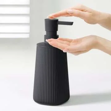 Uaniar Matte Black Soap Dispenser for Kitchen, Dish Soap Dispenser Bathroom, Hand Soap Dispenser with Pump for Bathroom, Small Refillable Liquid Soap & Lotion Dispenser, Modern Plastic Soap Dispenser