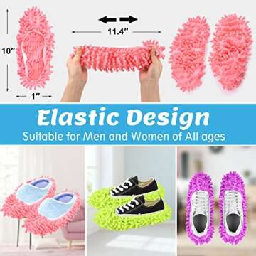 IUMÉ 5-Pairs Mop Slippers Shoes for Floor Cleaning, 10 Pcs Washable Microfiber Shoes Cover Foot Dus...