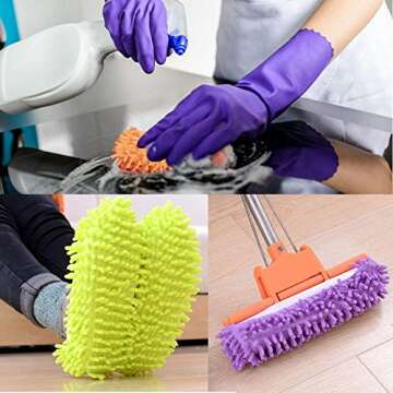 IUMÉ 5-Pairs Mop Slippers Shoes for Floor Cleaning, 10 Pcs Washable Microfiber Shoes Cover Foot Dust Hair Cleaners Sweeping House Office Bathroom Kitchen Reusable Mops for Women