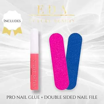 EDA LUXURY BEAUTY Nude Pink Matte 3D Luxe Crystal Design Press On Nails Full Cover Acrylic Nail Kit Glue On False Nails Extra Long Round Almond Stiletto Nail Art Tips Fashion Fake Nails Set