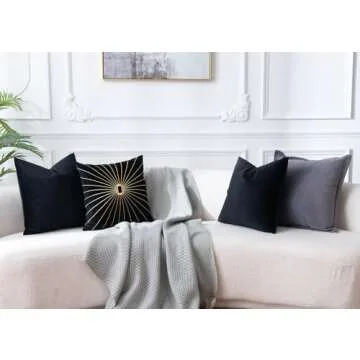 JUSPURBET Black Halloween Velvet Throw Pillow Covers 18x18 inch Set of 2 for Living Room Couch Sofa Bedroom Decorative Square Solid Soft Cushion Cases with Invisible Zipper