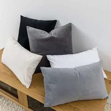 JUSPURBET Black Halloween Velvet Throw Pillow Covers 18x18 inch Set of 2 for Living Room Couch Sofa Bedroom Decorative Square Solid Soft Cushion Cases with Invisible Zipper