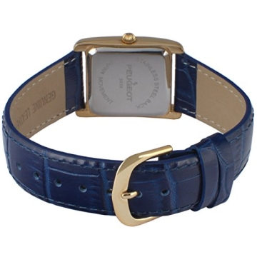 Elegant Peugeot Tank Leather Watch for Women with Blue Dial