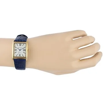 Elegant Peugeot Tank Leather Watch for Women with Blue Dial