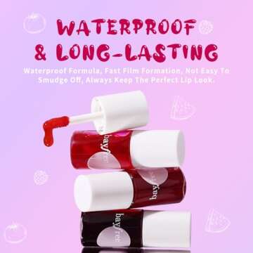 bayfree Lip Tint Stain, Long Lasting Korean Lip Stain Set, Non-sticky Waterproof Lightweight Lip and Cheek Tint, Moisturizing High Pigment Water Tint, Matte Finish Lip Tint