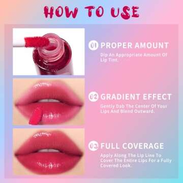 bayfree Lip Tint Stain, Long Lasting Korean Lip Stain Set, Non-sticky Waterproof Lightweight Lip and Cheek Tint, Moisturizing High Pigment Water Tint, Matte Finish Lip Tint