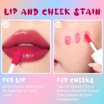 bayfree Lip Tint Stain, Long Lasting Korean Lip Stain Set, Non-sticky Waterproof Lightweight Lip and Cheek Tint, Moisturizing High Pigment Water Tint, Matte Finish Lip Tint